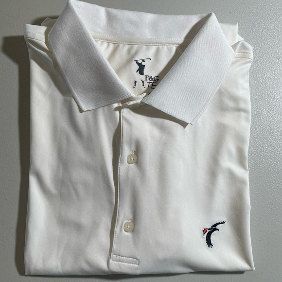 F & G Tech Golf White Polo Performance Short Sleeve Outdoor Men Shirt Size XL - Picture 1 of 8